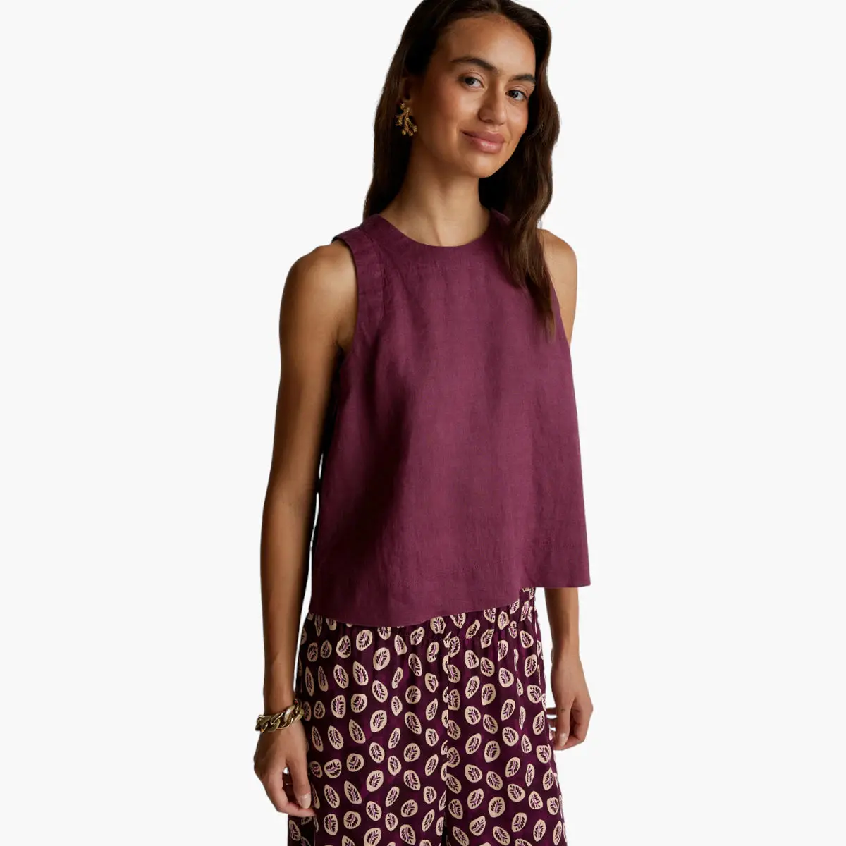 Woman Sleeveless Top In Pure Linen