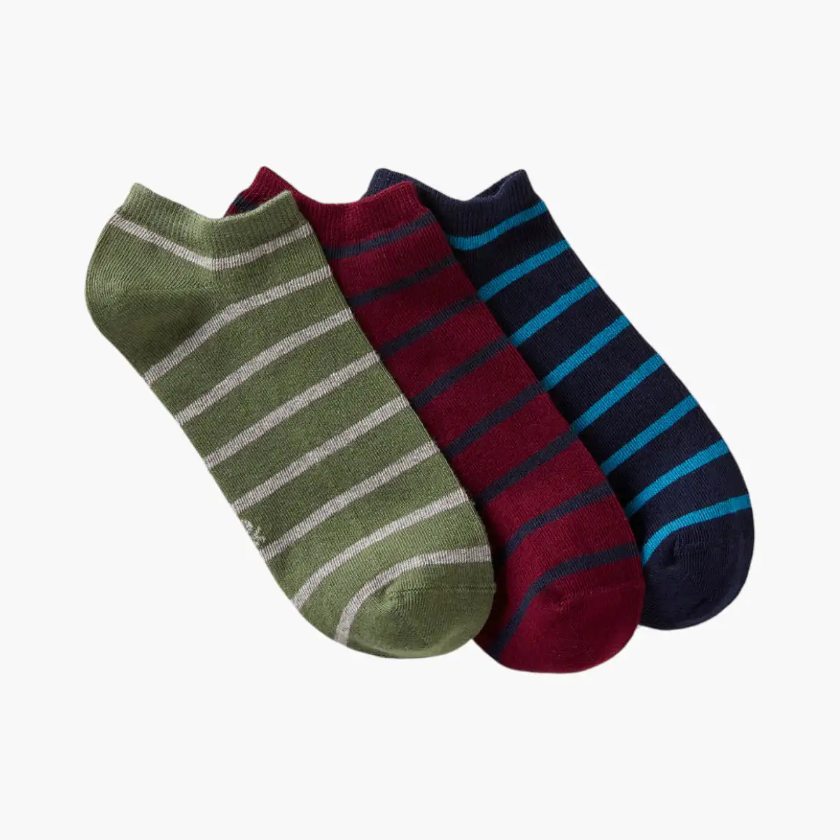 Unisex Three Pairs Of Stretch Cotton Blend Socks