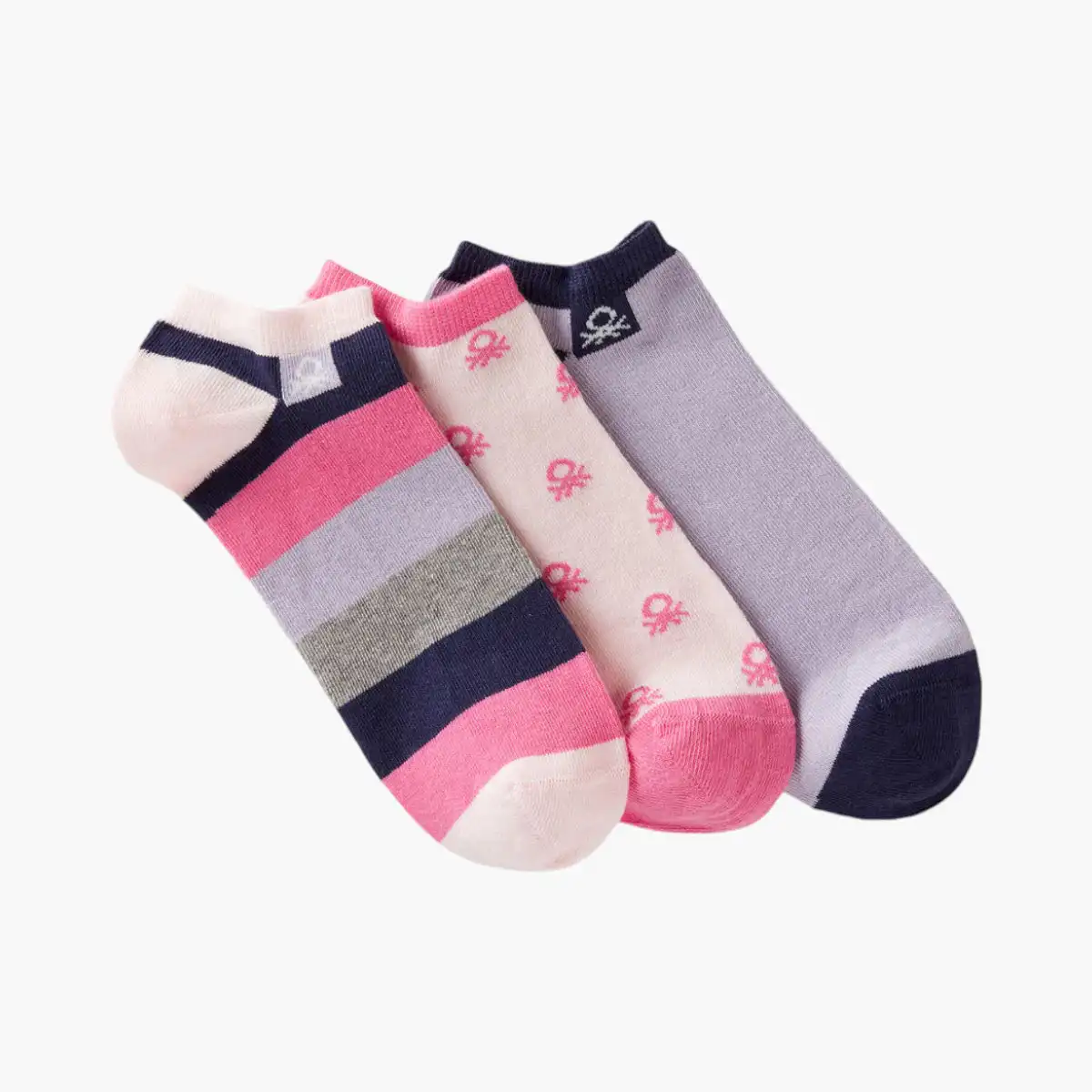 Unisex Three Pairs Of Stretch Cotton Blend Socks