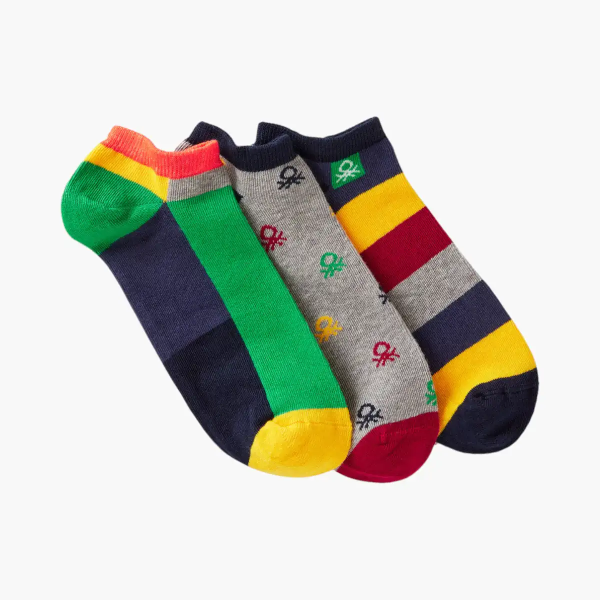 Unisex Three Pairs Of Stretch Cotton Blend Socks