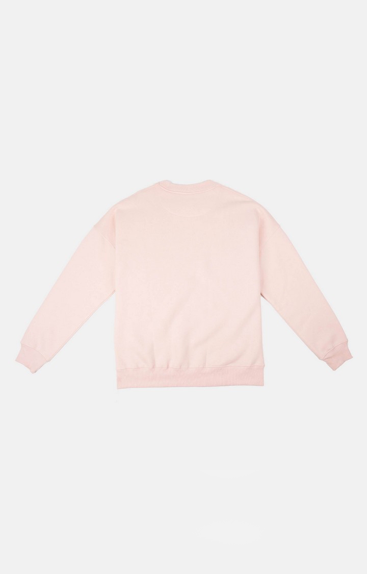 Women's Pink Cotton Typographic Sweatshirts