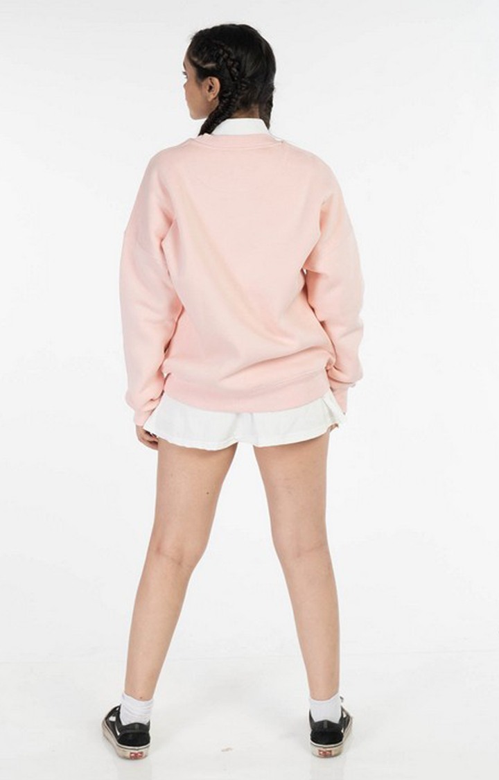 Women's Pink Cotton Typographic Sweatshirts