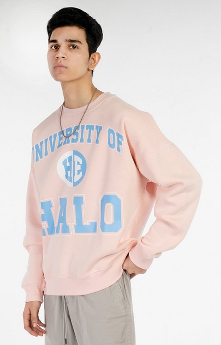 Men's Pink Cotton Typographic Sweatshirts