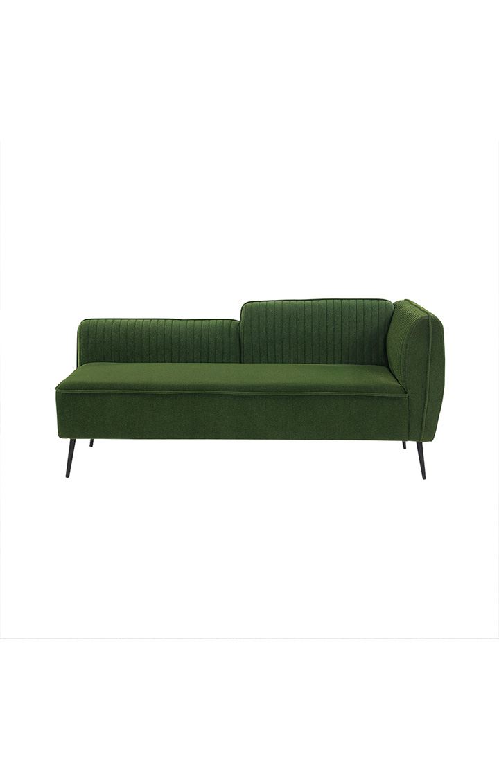 neudot Diva RHS Sofa Chaise Lounger with Black Legs for Living Room|Bedroom|2 Person Sofa|Diwan|Premium Fabric | Solid Wood Frame|2 Seater (Colour : Emerald Green (DIY))