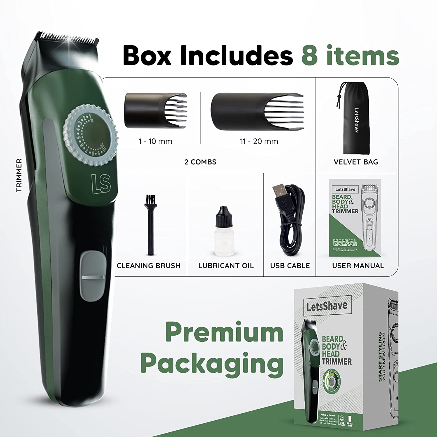 LetsShave | LetsShave Beard, Body & Head Trimmer - Fast Charge, 38 Precision Length Setting, Cord & Cordless Usage 7
