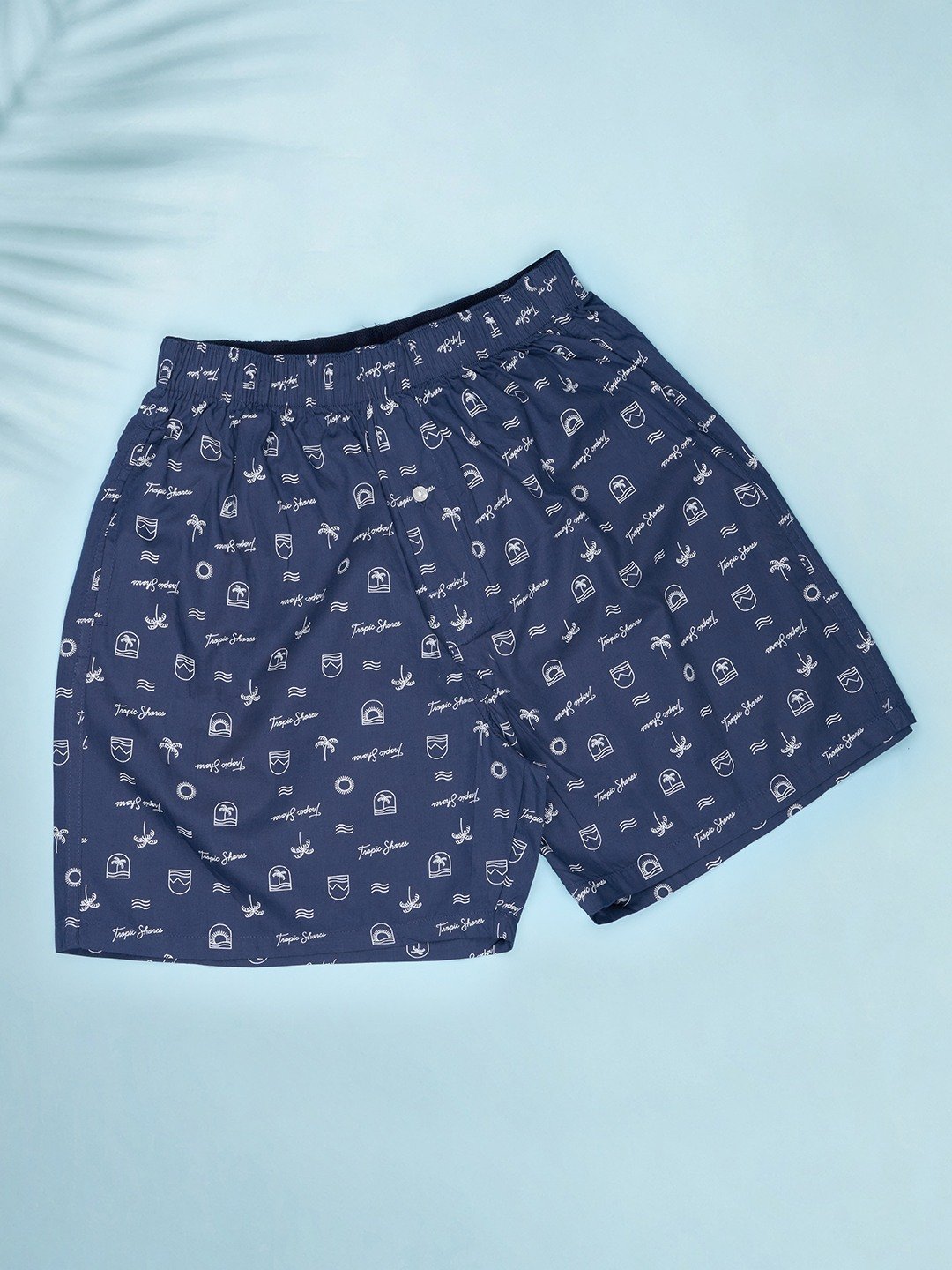 Navy Tropical Motif Print Boxers