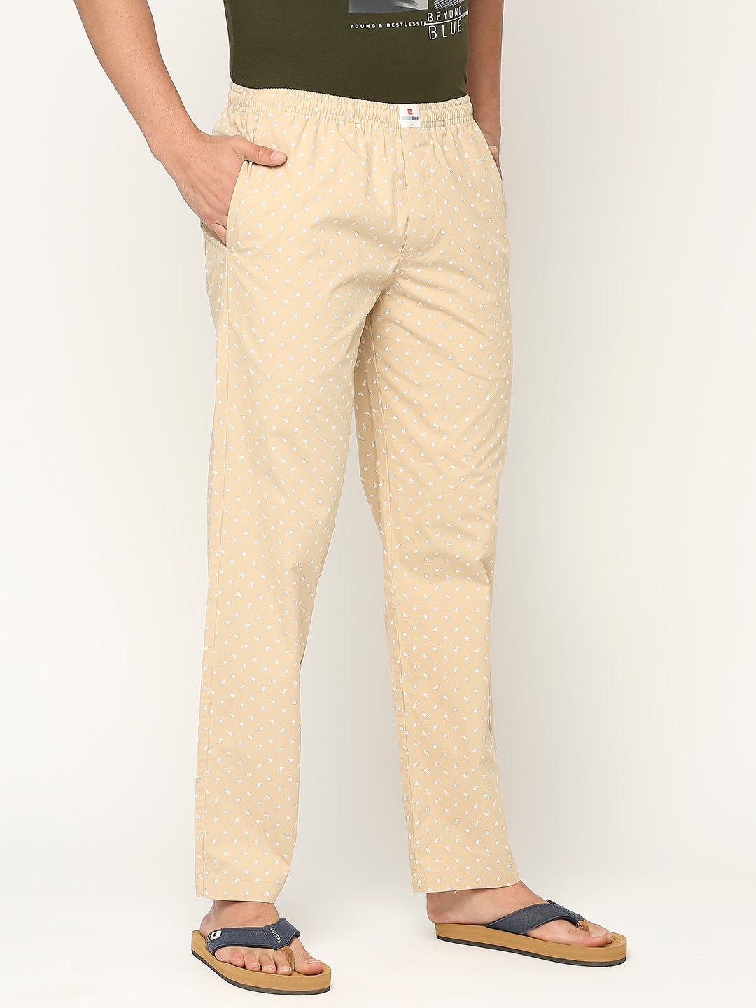 Spykar | Underjeans by Spykar Premium Cotton Printed Men Beige Pyjama 2