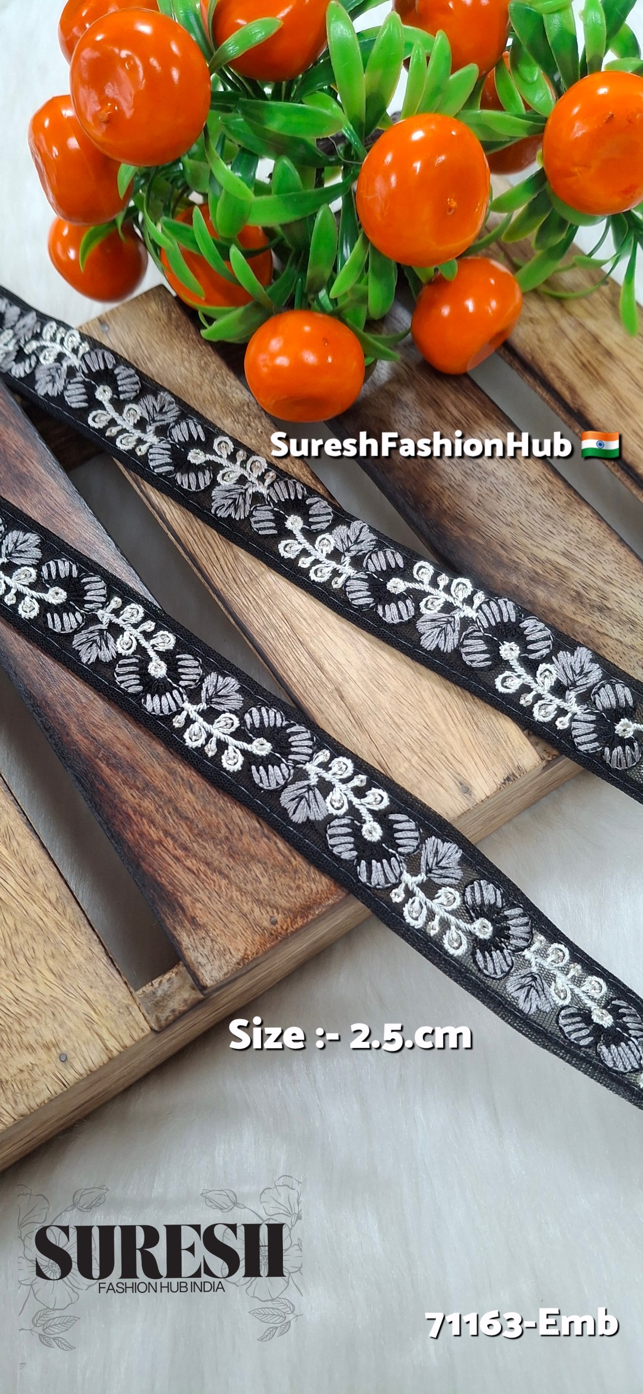 Floral Thread Embroidery Lace – Black | 71163-Emb