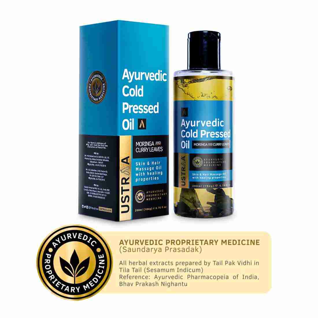 Ustraa | Ustraa Ayurvedic Cold Pressed Oil 200ml - With Moringa & Curry Leaves 1