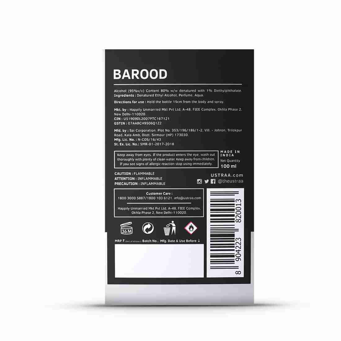 Ustraa Barood - Eau De Parfum 100ml - Perfume for men