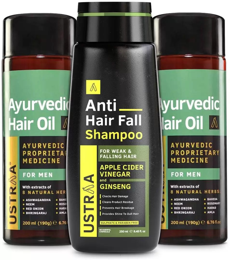 Ustraa | Ayurvedic Hair Oil - 100ml (Set of 2) & Anti Hair Fall Shampoo - 250ml 0