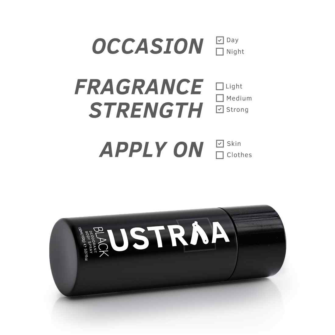 Ustraa O.G Deodorant - 150ml & Black Deodorant Body Spray - 150ml Combo