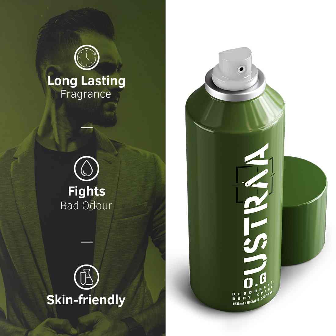 Ustraa O.G Deodorant - 150ml & Blue Deodorant Body Spray - 150ml Combo