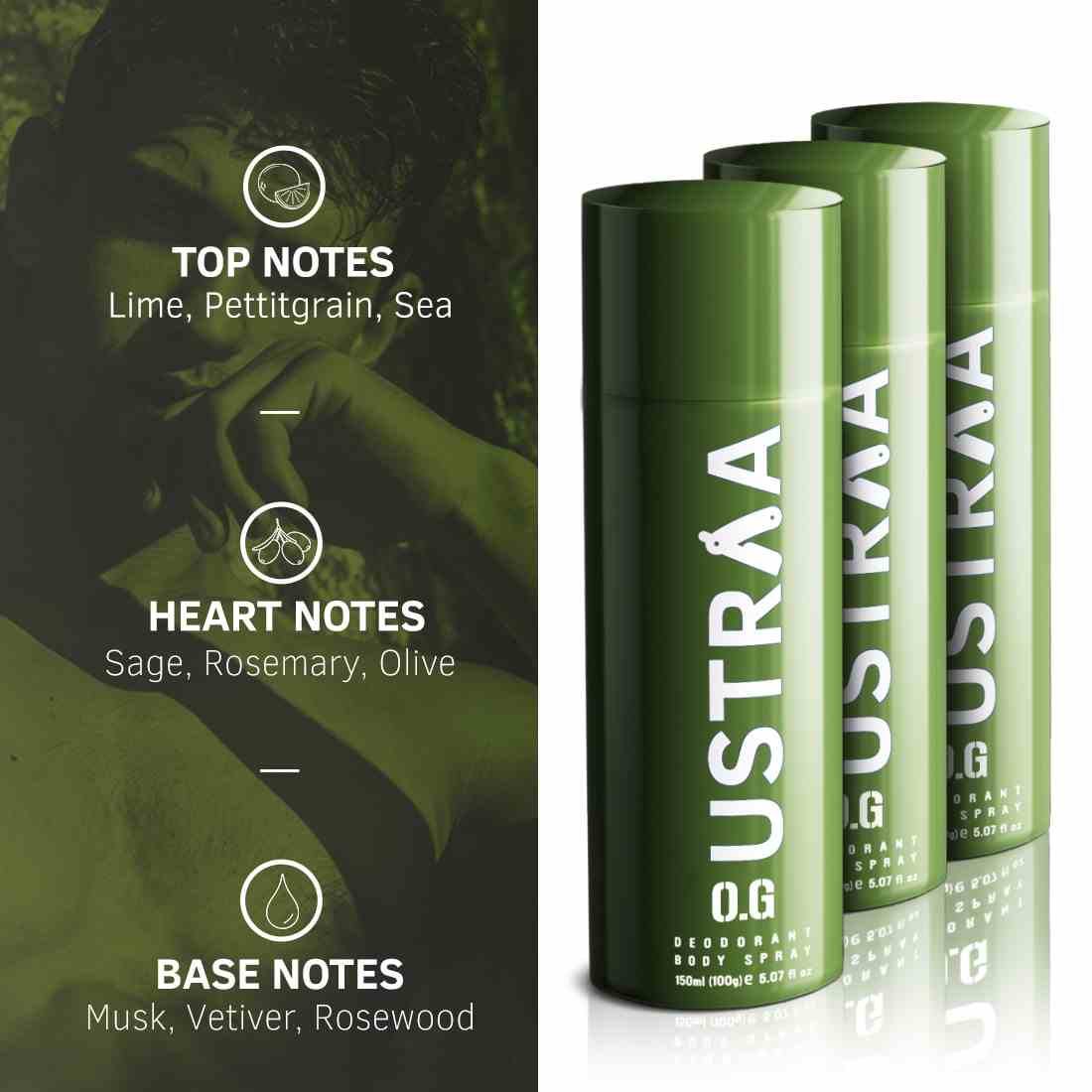 Ustraa O.G Deodorant - 150ml & Blue Deodorant Body Spray - 150ml Combo