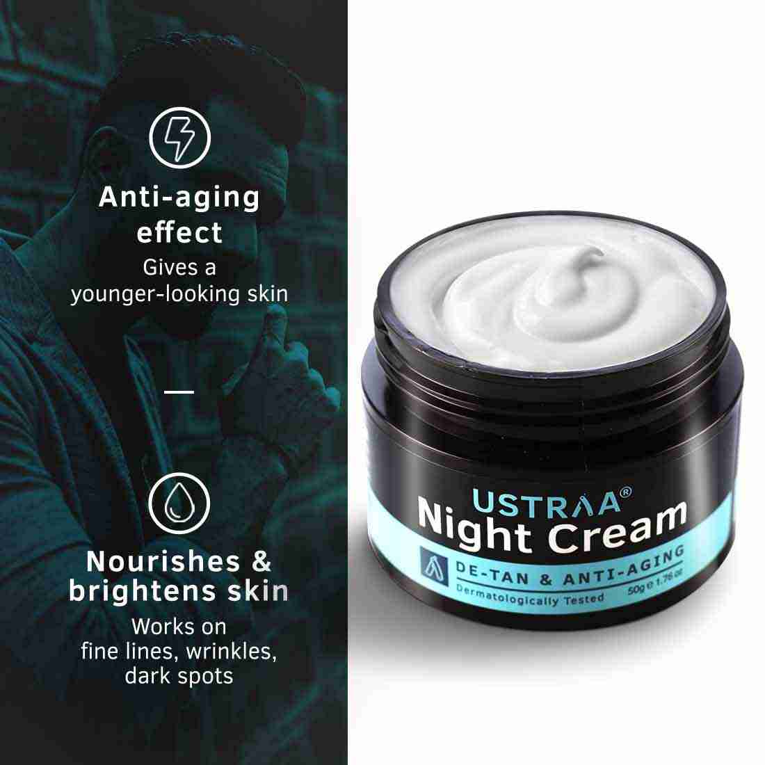 Ustraa Night Cream - 50g - Set Of 2 - De-Tan & Anti-Aging 