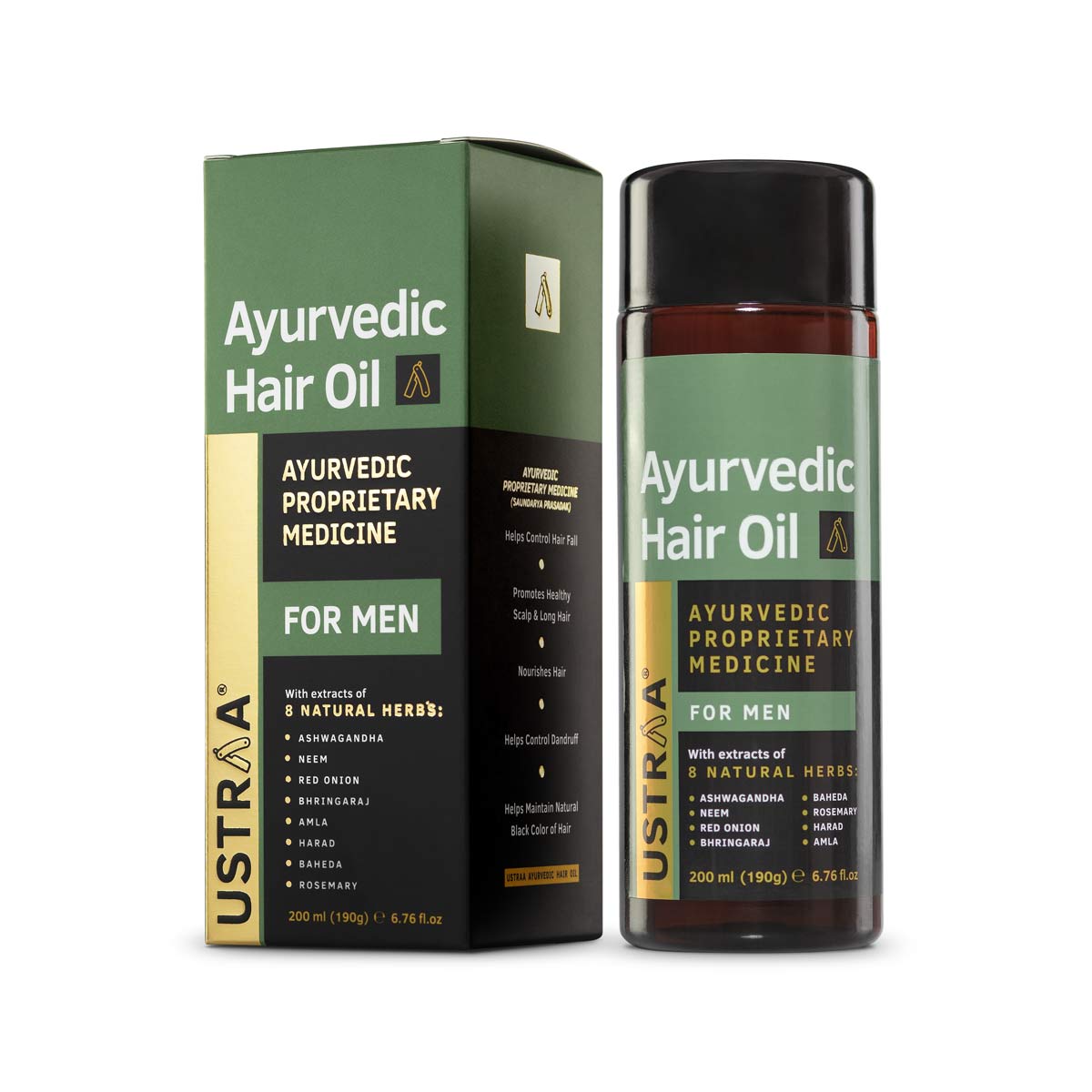 Ustraa Ayurvedic Beard Growth Oil -100ml & Ayurvedic Hair oil - 200ml