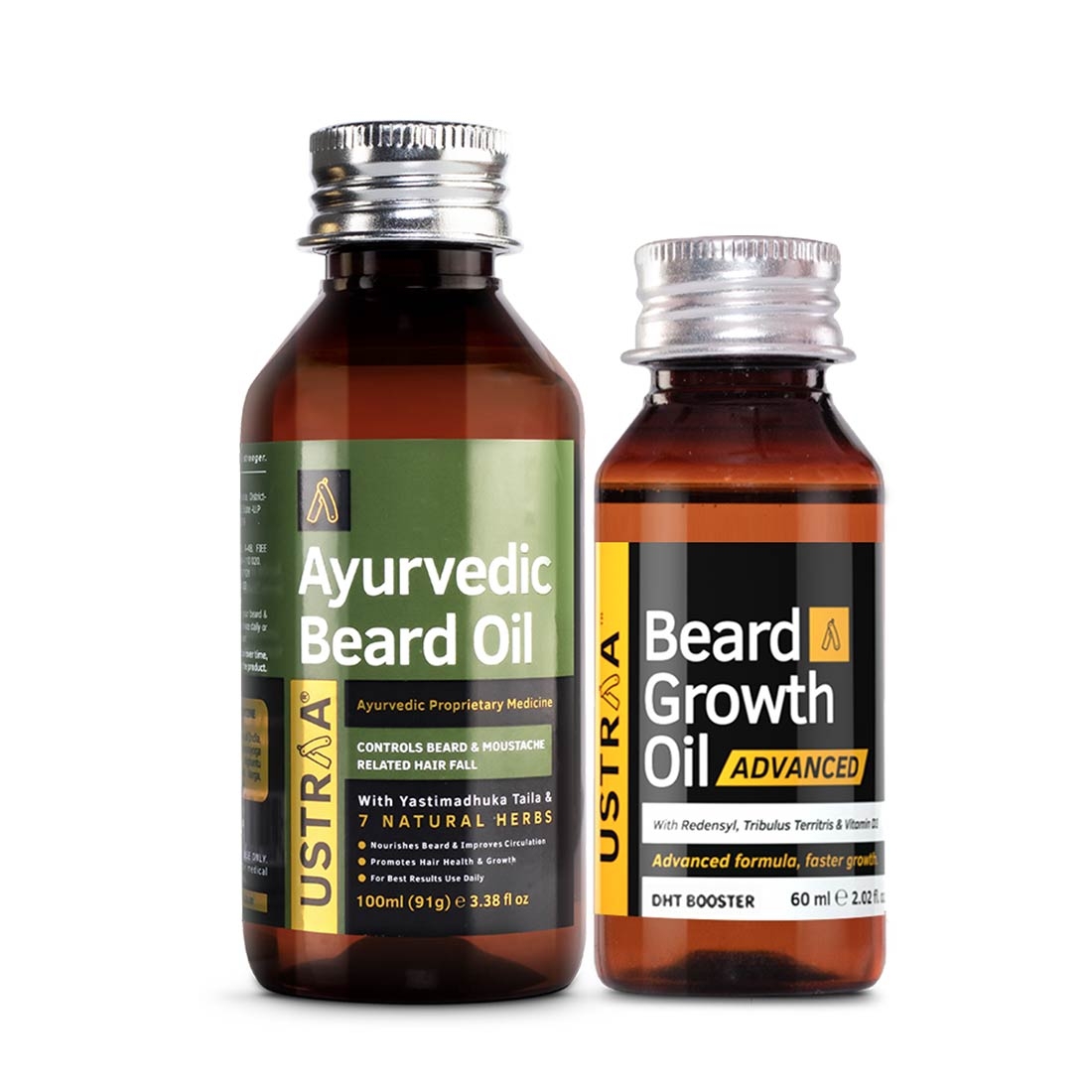 Ustraa | Ustraa Ayurvedic Beard Growth Oil -100ml & Beard Growth Oil Advanced - 60ml 0