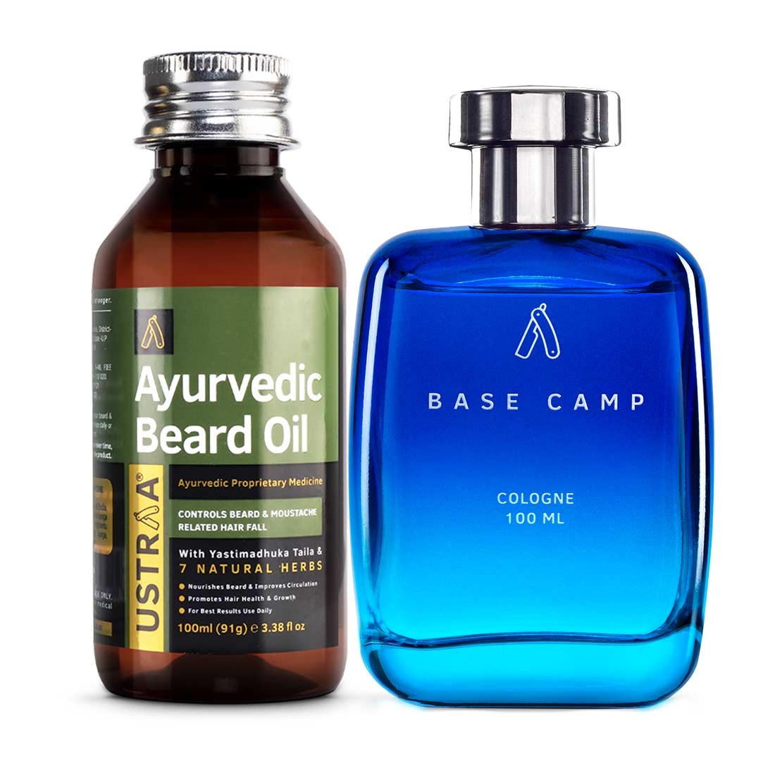 Ustraa | Ustraa Ayurvedic Beard Growth Oil -100ml & Cologne Base Camp - 100ml- Perfume for men 0
