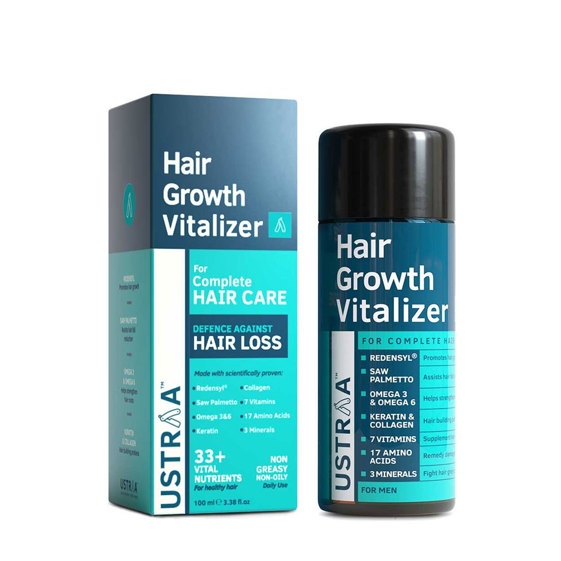 Ustraa | Ustraa Ayurvedic Beard Growth Oil -100ml & Hair Growth Vitalizer - 100ml 4