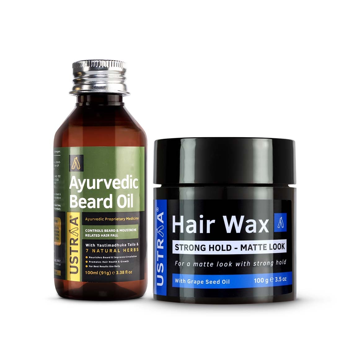 Ustraa | Ustraa Ayurvedic Beard Growth Oil -100ml & Hair Wax Matte - 100g 0
