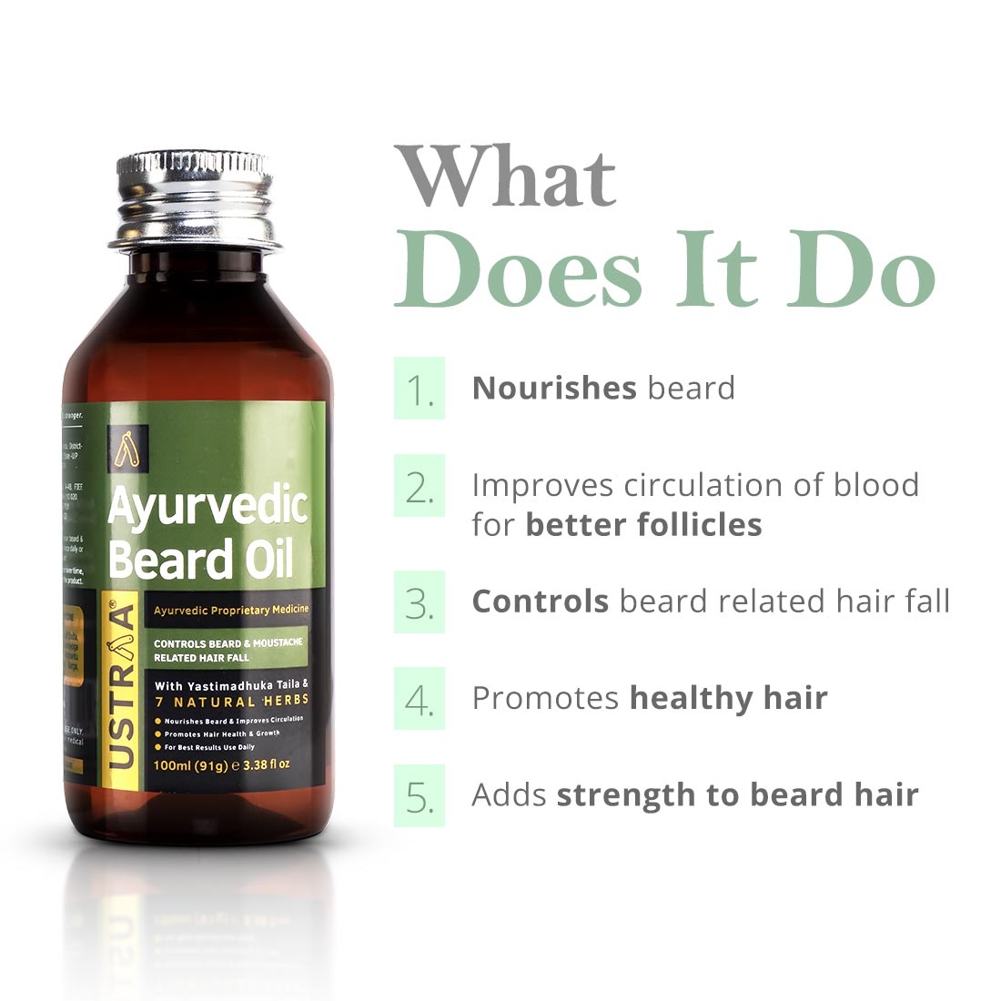 Ustraa | Ustraa Ayurvedic Beard Growth Oil -100ml & Hair Wax Wet - 100g 3