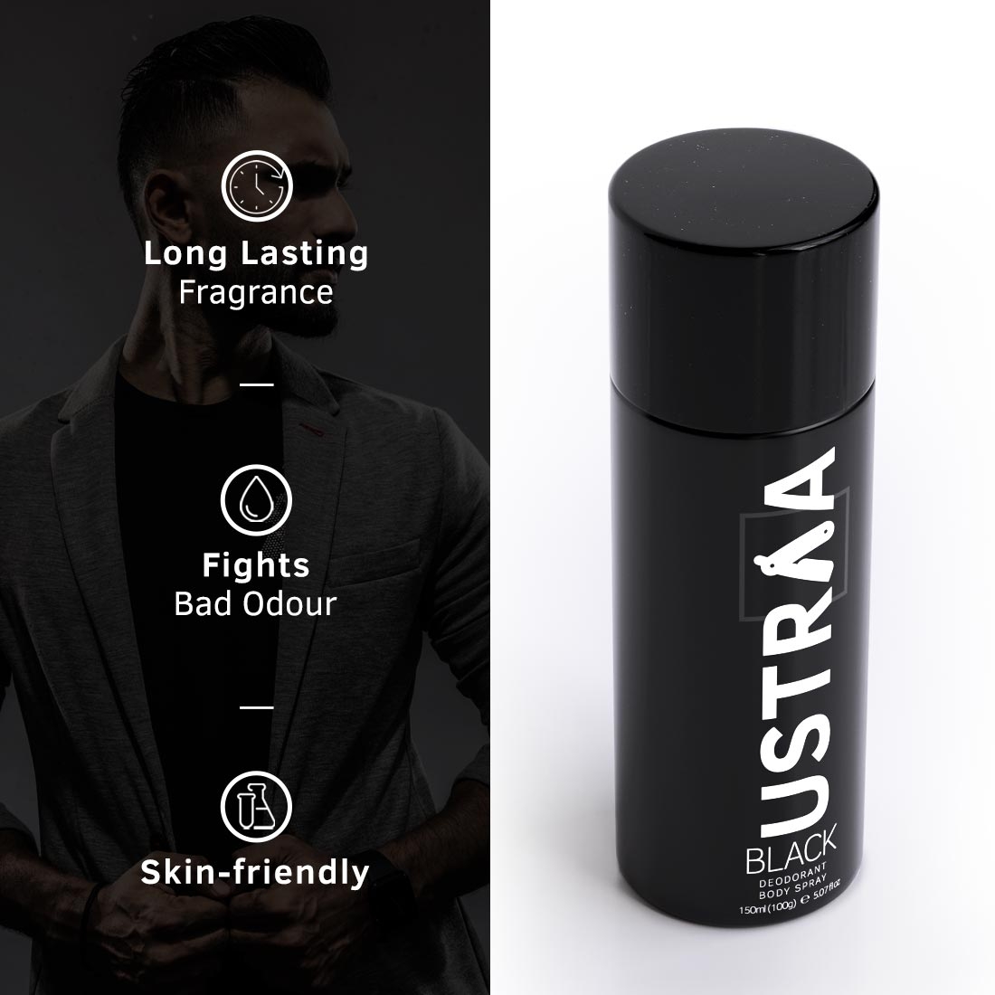 Ustraa | Ustraa Anti Acne Spot Gel - 15ml & BLACK Deodorant Body Spray - 150ml 5