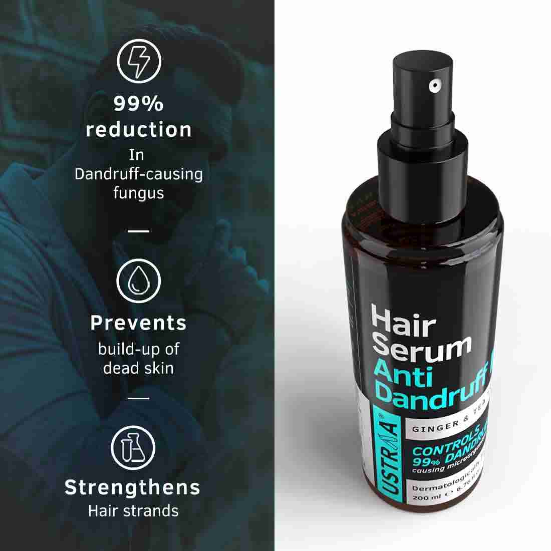 Ustraa Anti Dandruff Serum 200ml & De-Tan Face Scrub 100g