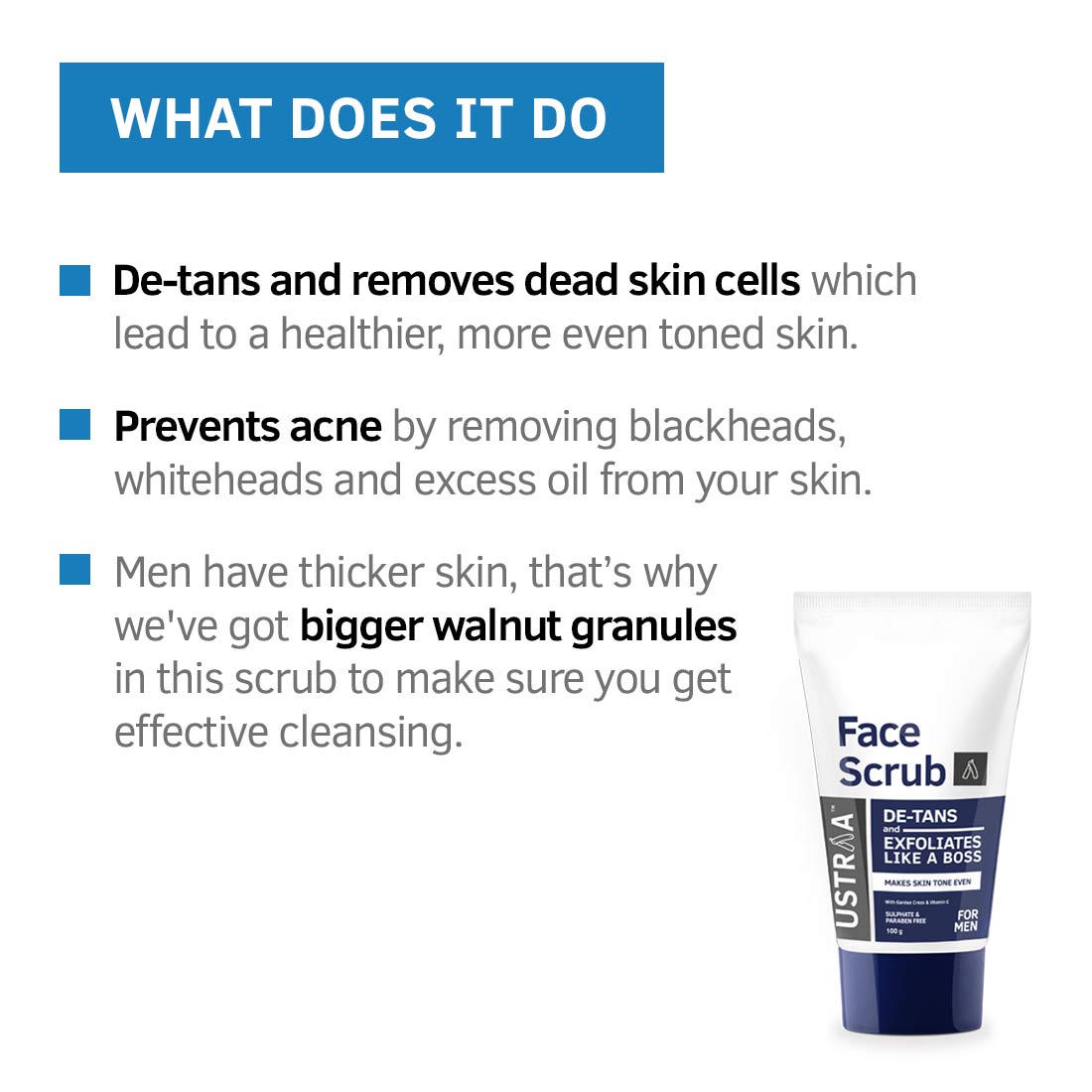 Ustraa Anti Dandruff Serum 200ml & De-Tan Face Scrub 100g