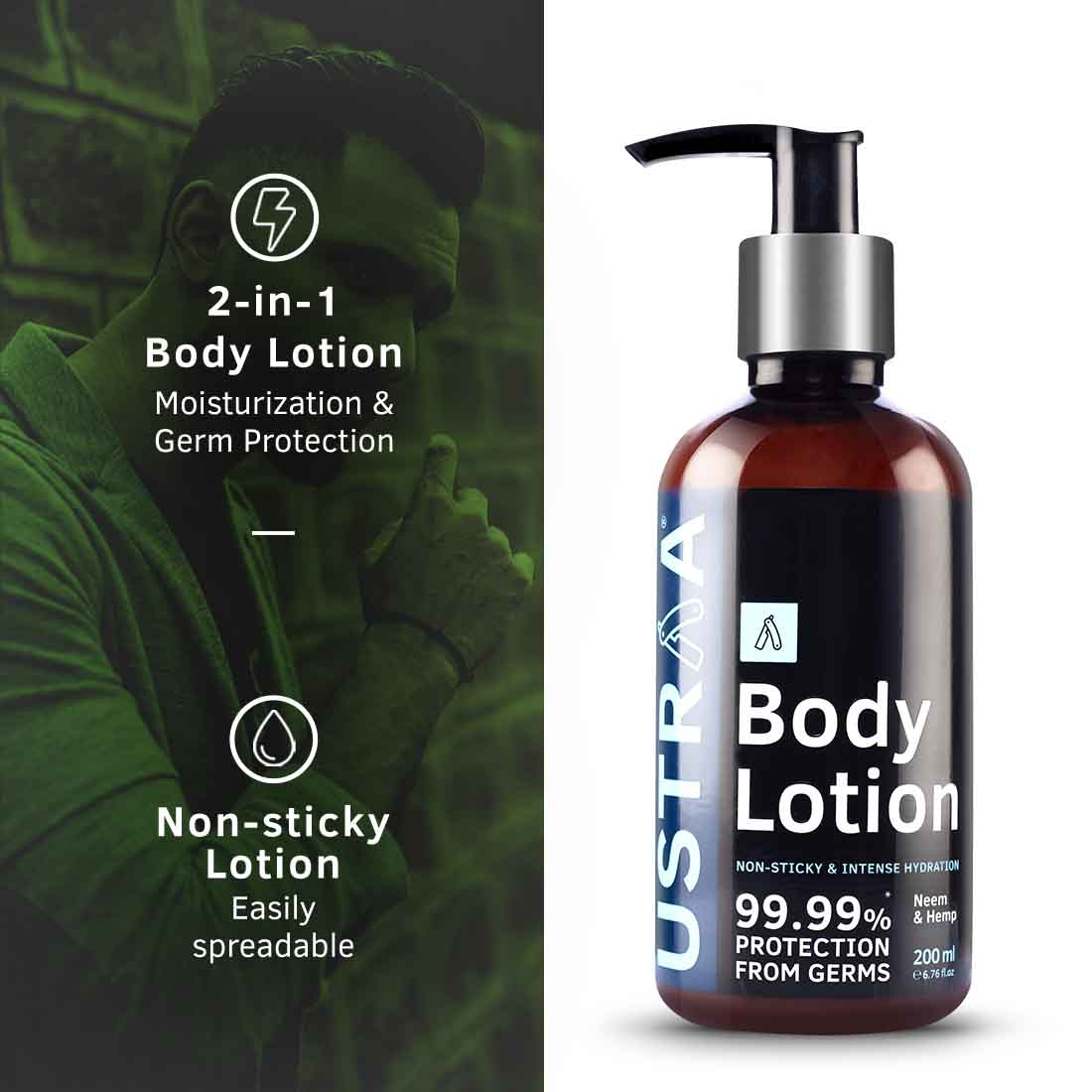 Ustraa | Ustraa Body Lotion Germ Free- 200ml &  Face Wash Acne Control - With Neem & Charcoal 200g 2