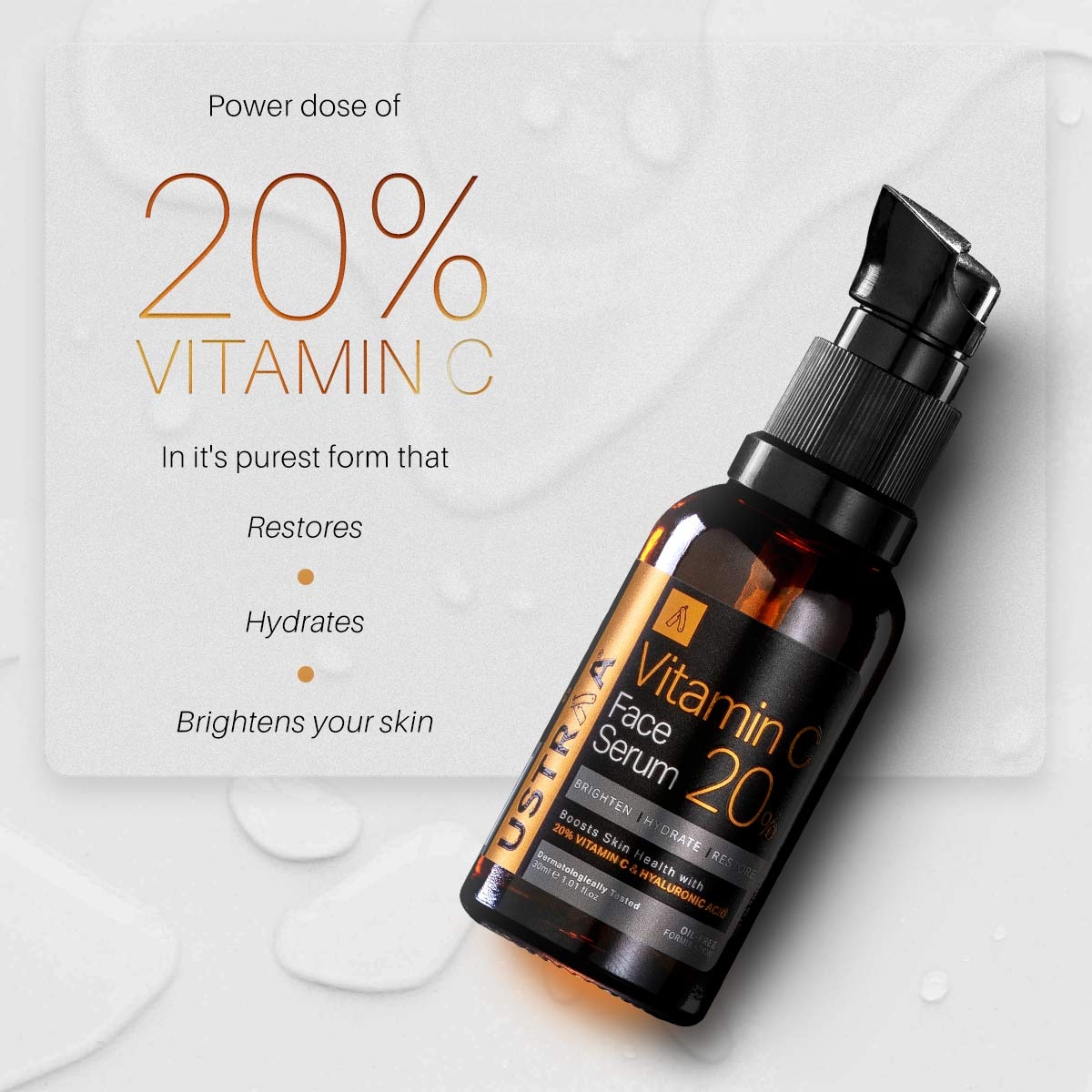 Ustraa | Ustraa Bright Skin Combo - 20% Vitamin C Face Serum 30ml & Night Cream 50g 2