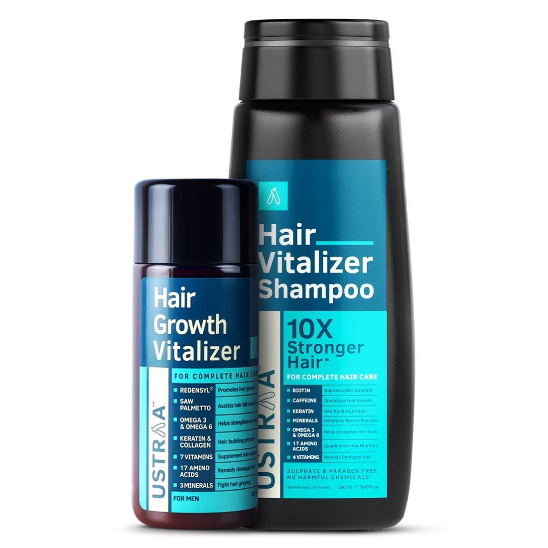 Ustraa | Ustraa Hair Vitalizer Kit (Dermatologically Tested Hair Vitalizer Shampoo - 250ml & Clinically Tested Hair growth Vitalizer - 100ml) 0