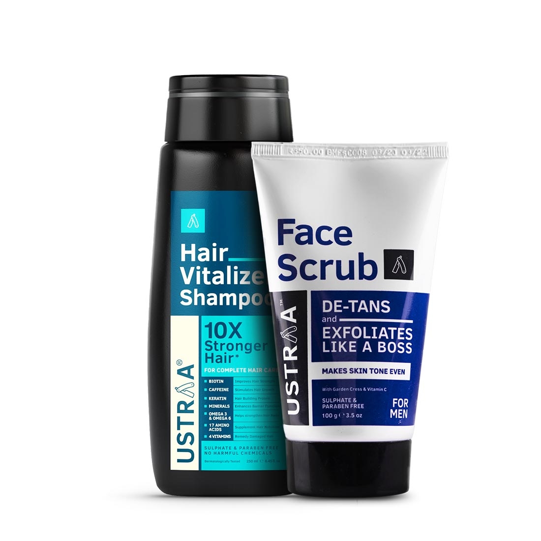 Ustraa | Ustraa Hair Vitalizer Shampoo - 250ml & Face Scrub De Tan - 100g 0