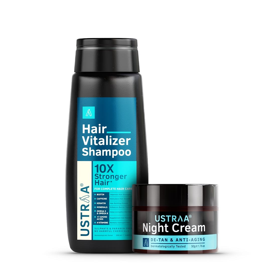 Ustraa | Ustraa Hair Vitalizer Shampoo - 250ml & Night Cream - De Tan And Anti Aging - 50g 0