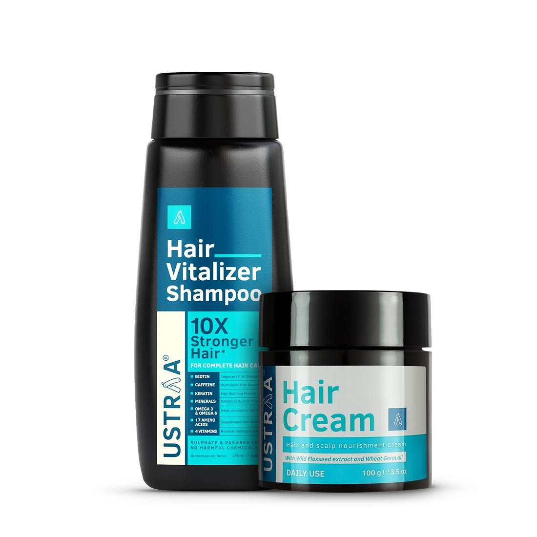 Ustraa | Ustraa Hair Vitalizer Shampoo - 250ml & Daily-Use Hair Cream - 100g 0
