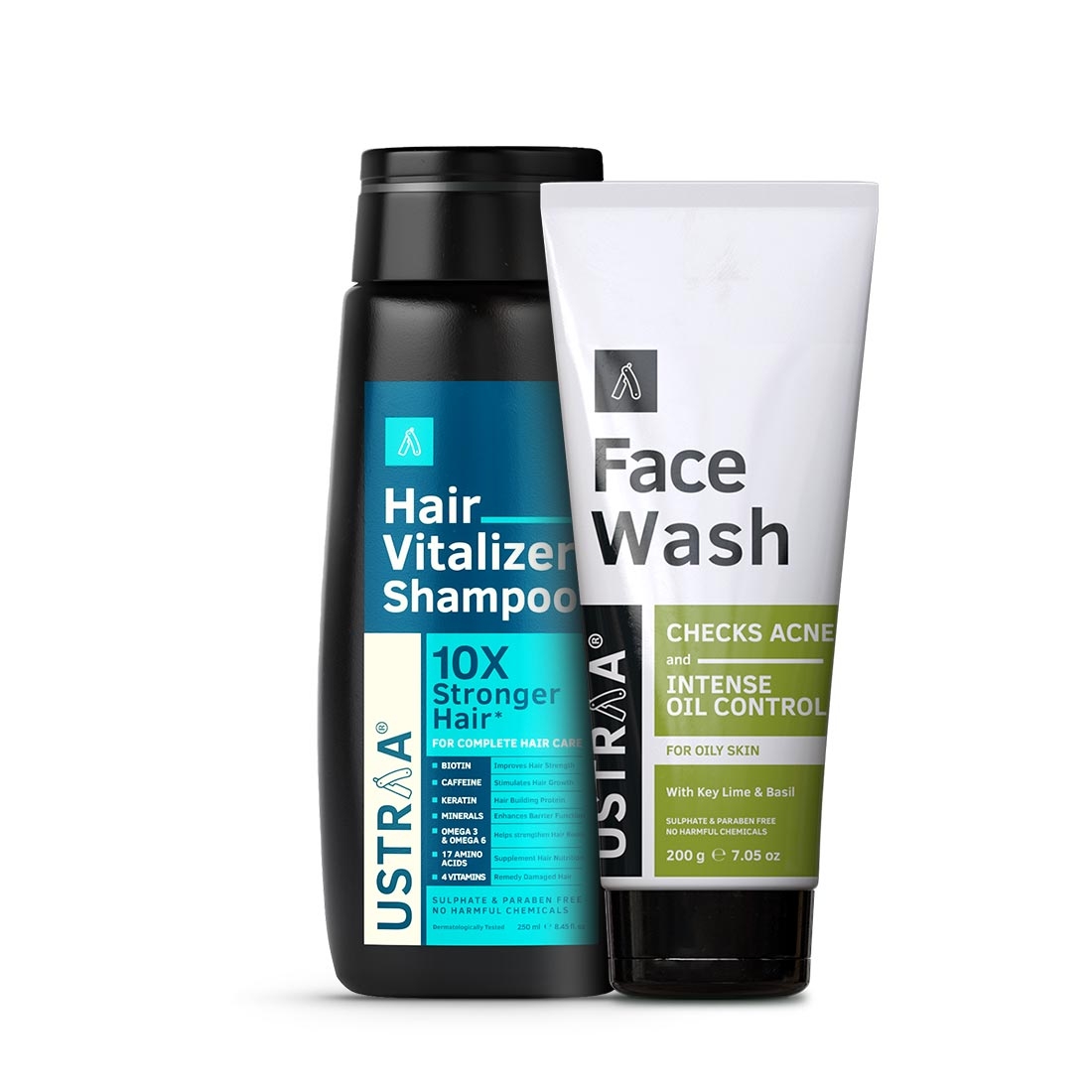 Ustraa | Ustraa Hair Vitalizer Shampoo - 250ml & Face Wash Oily Skin - 200g 0