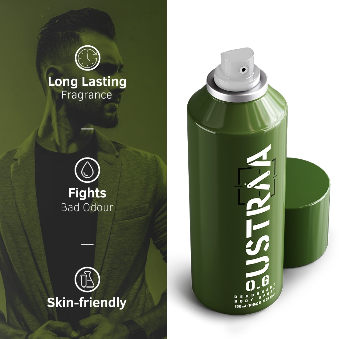 Ustraa | Ustraa O.G Deodorant - 150ml & Face Wash Neem & Charcoal - 200g Combo 2