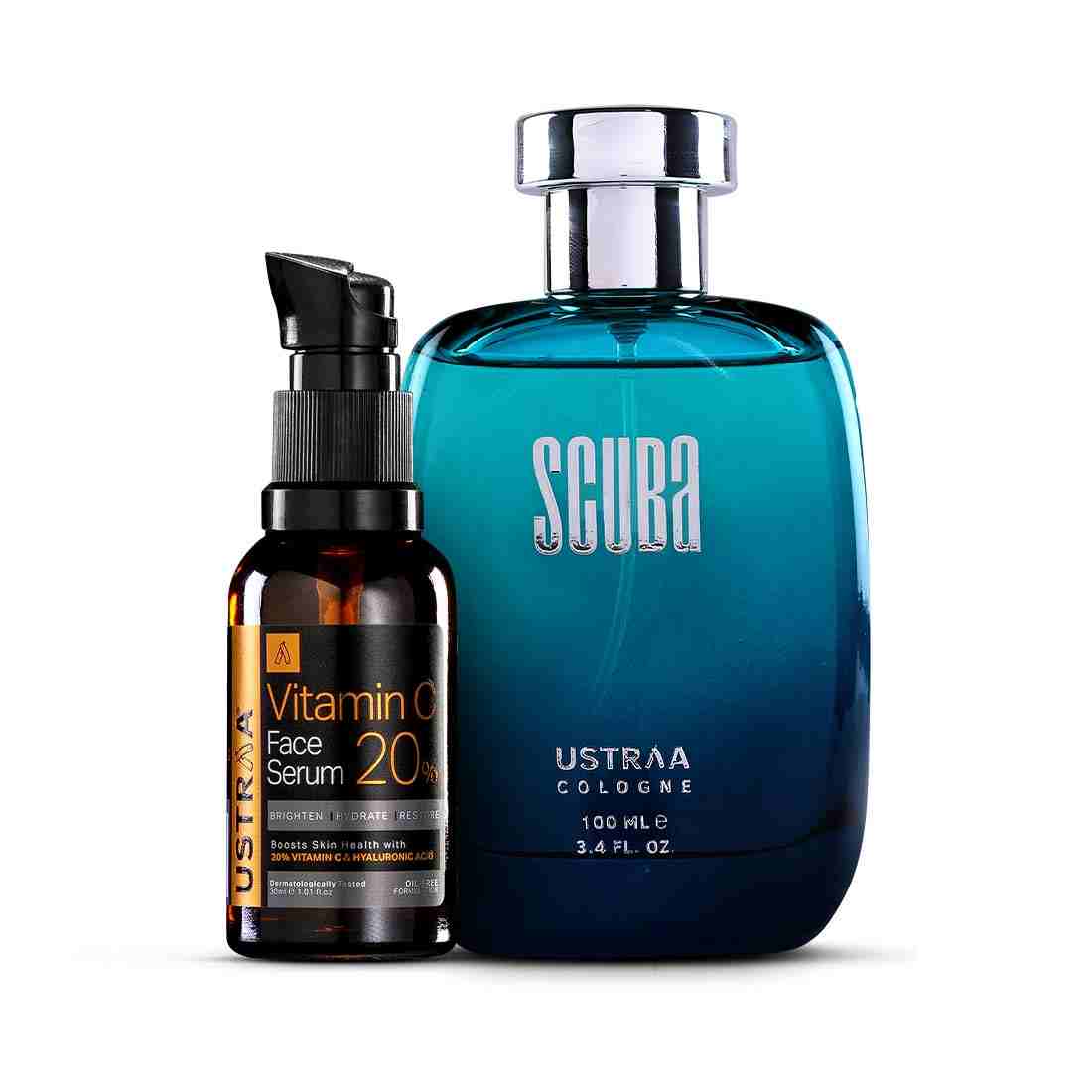 Ustraa Vitamin C Face Serum - 30ml & Scuba Cologne - 100ml