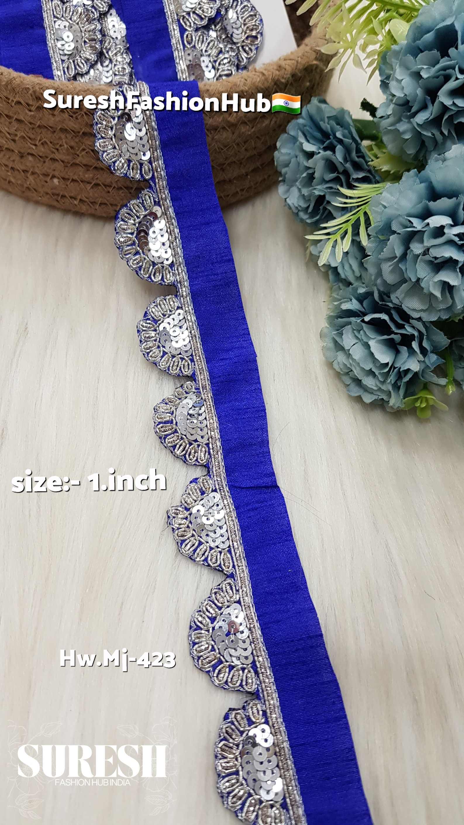 Royal Blue Regal Silver Scallop Handmade Lace – Hw.Mj-423