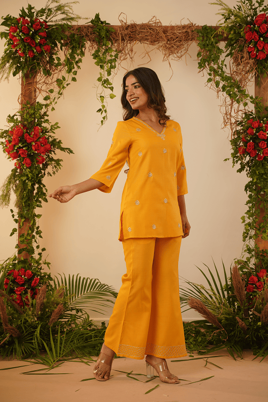 Blended Cotton Mustard Co -ord set