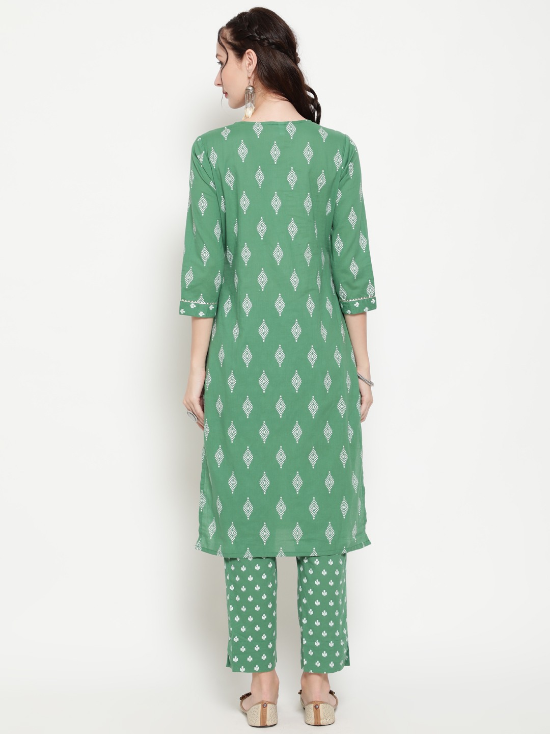 Embellished Green Kurta Pant Set