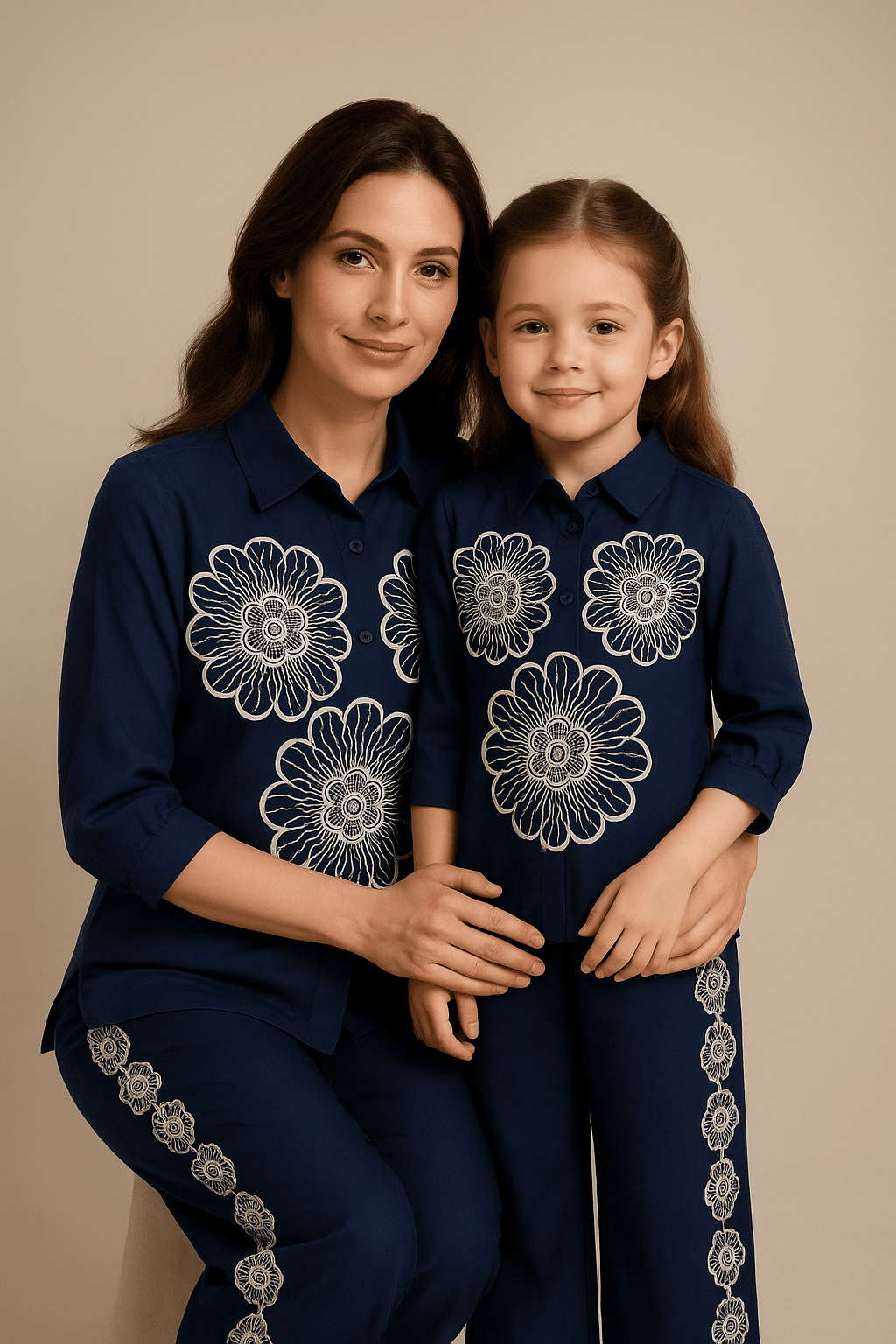 Women's Navy Blue   Embroidered co-ord With   Pant