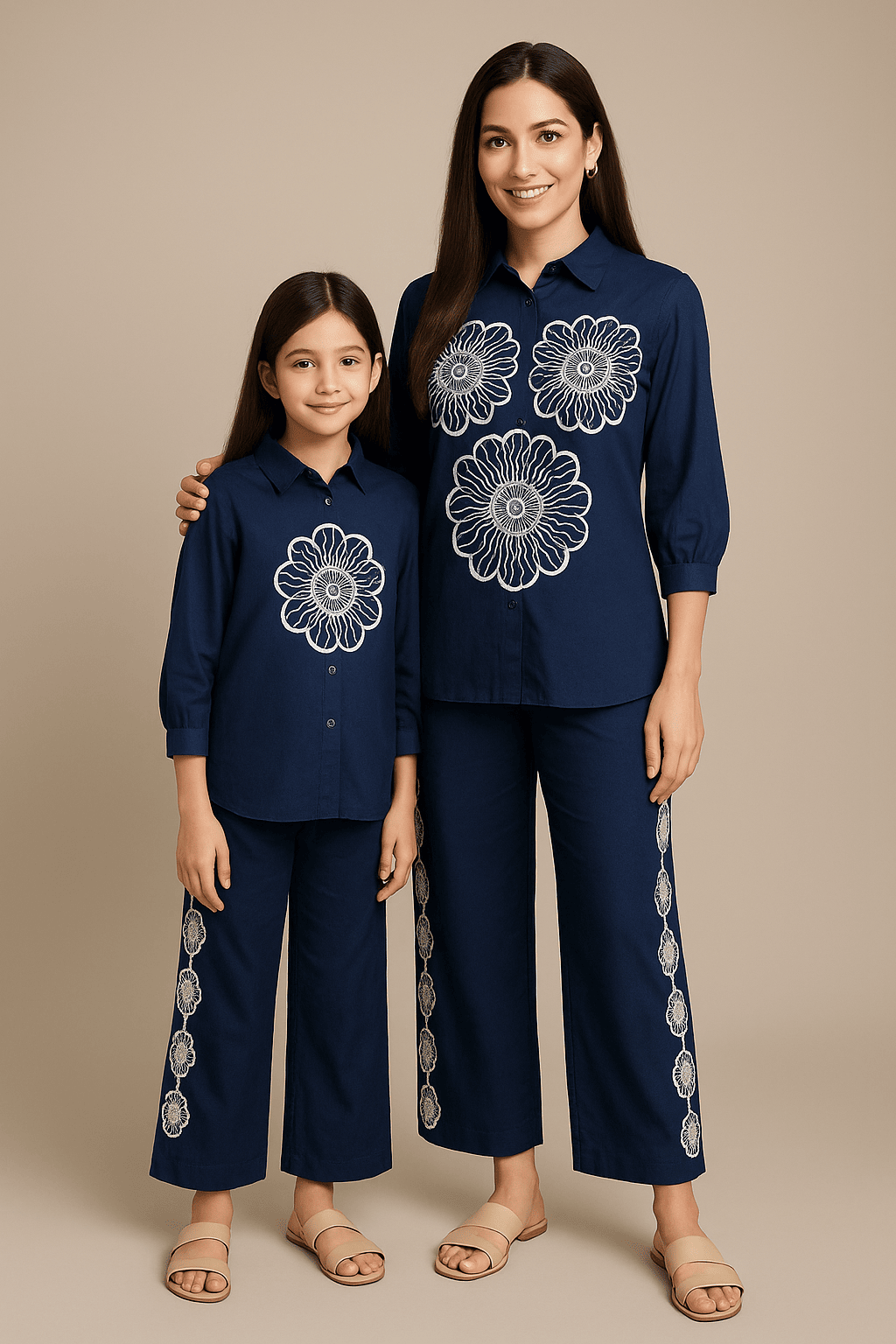 Women's Navy Blue   Embroidered co-ord With   Pant