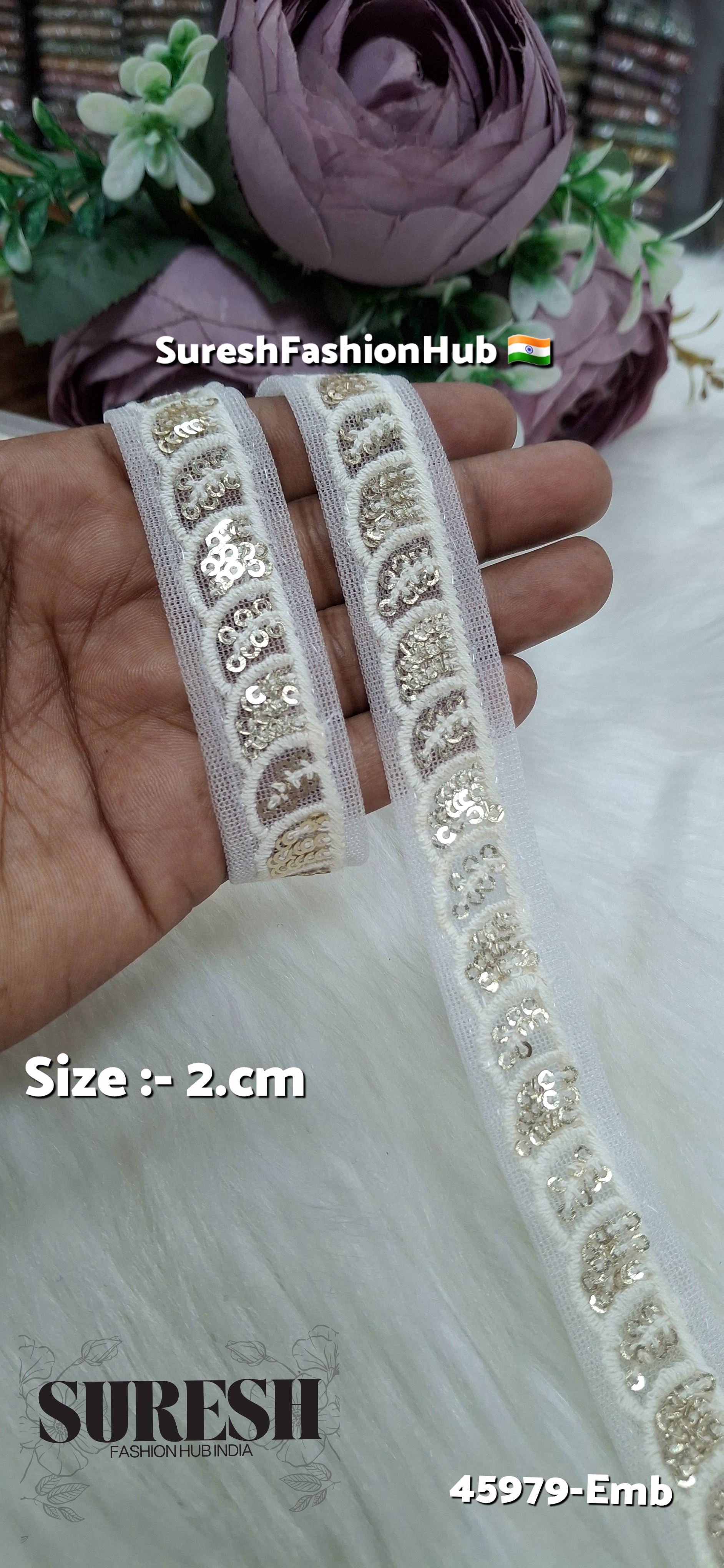 Off White Tone-on-Tone Net Embroidery Lace