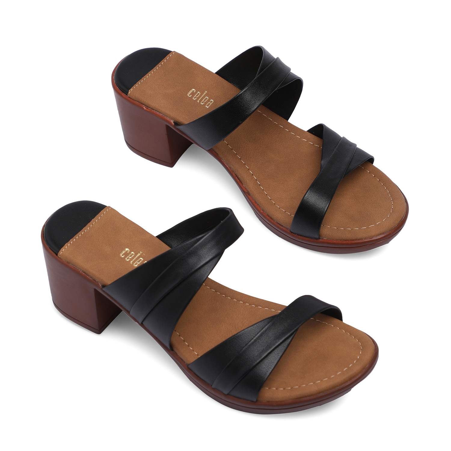 Trendy Women Black Block Heel Sandals