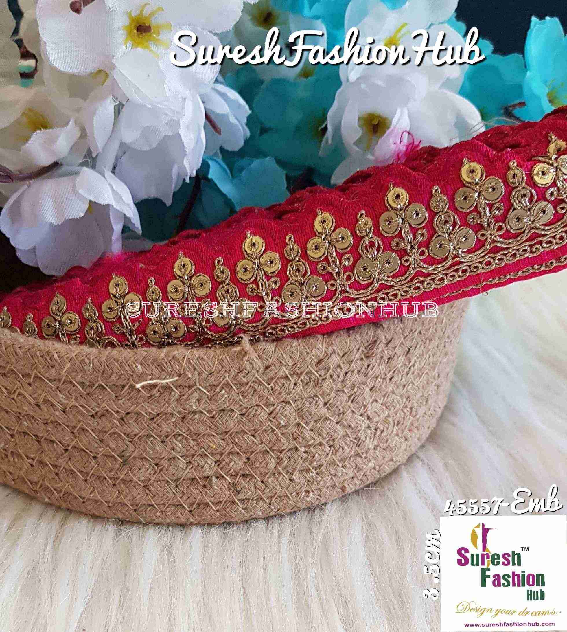 Sequenced Pink Charming Embroidered Trim