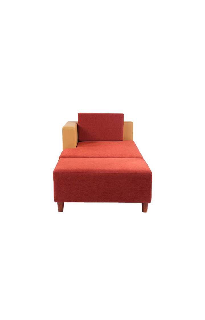 neudot Hailey Fabric 2 Seater Chaise Lounger RHS| Right Aligned | L Shape | 2 Persons Sofa in Rusty Cider Orange Colour