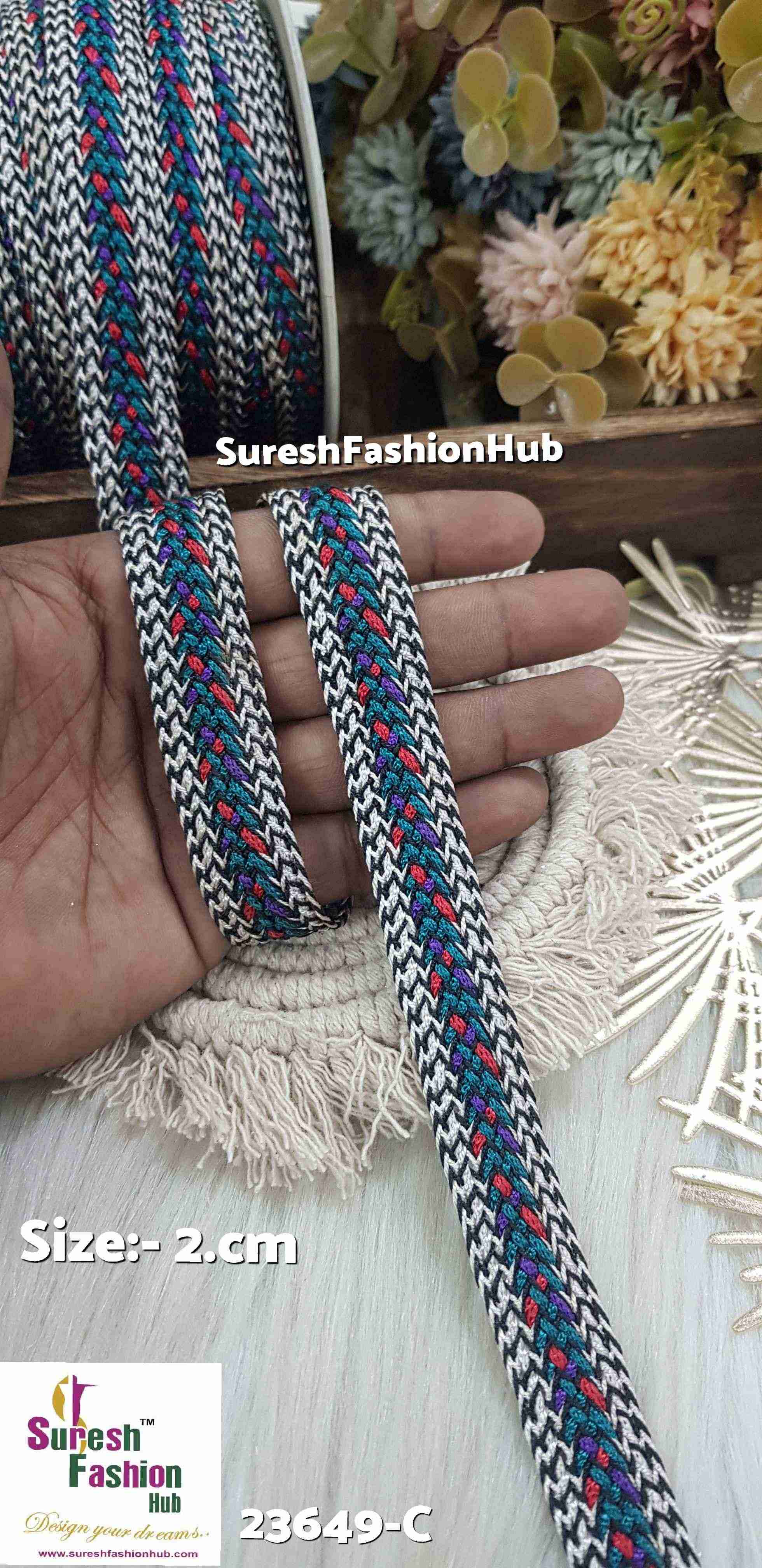 Vibrant Chevron Pattern Braided Trim(Rama)