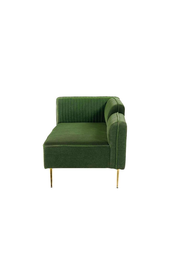 neudot Diva LHS Sofa Chaise Lounger with Golden Legs for Living Room|Bedroom|2 Person Sofa|Diwan|Premium Fabric | Solid Wood Frame|2 Seater (Colour : Emerald Green (DIY))