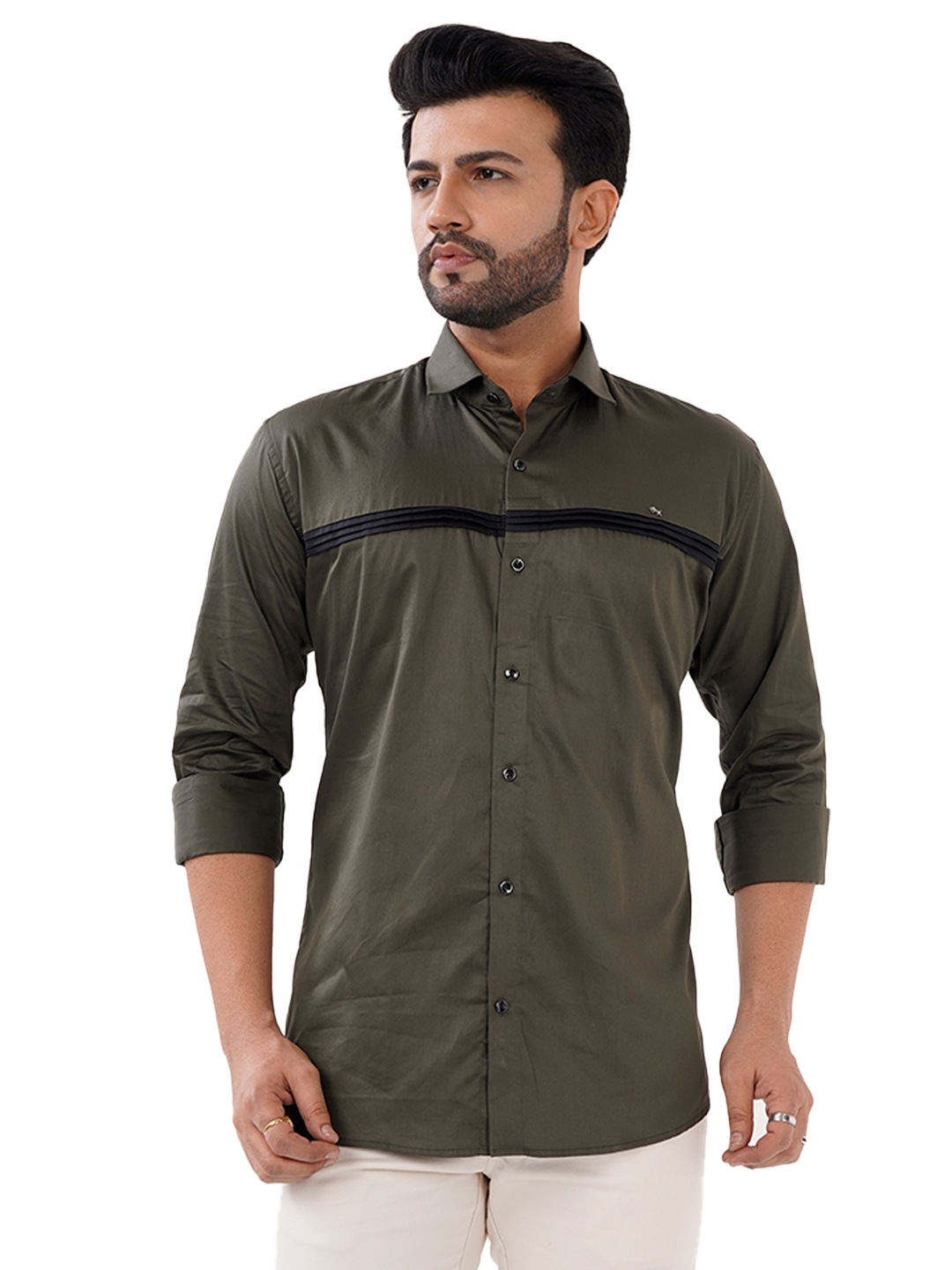 D'cot by Donear | D'cot by Donear Men's Green Cotton Casual Shirts 0