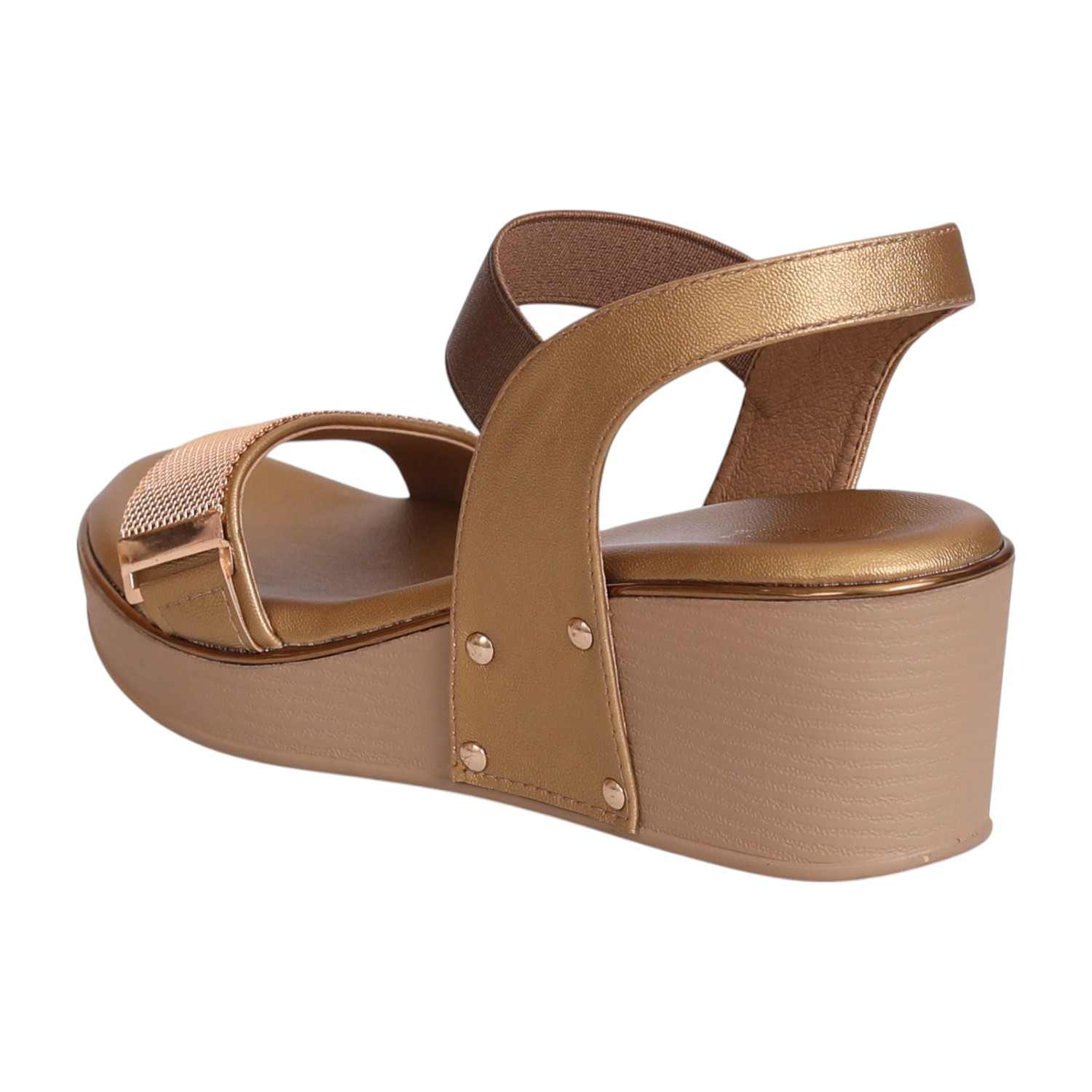 Women Antique Shimmer Mesh Wedge Flats